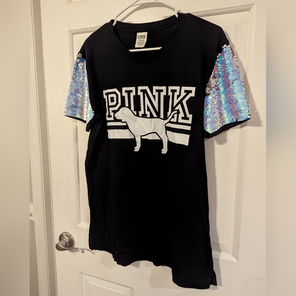 PINK Victoria's Secret iridescent reversible sequin sleeve shirt
